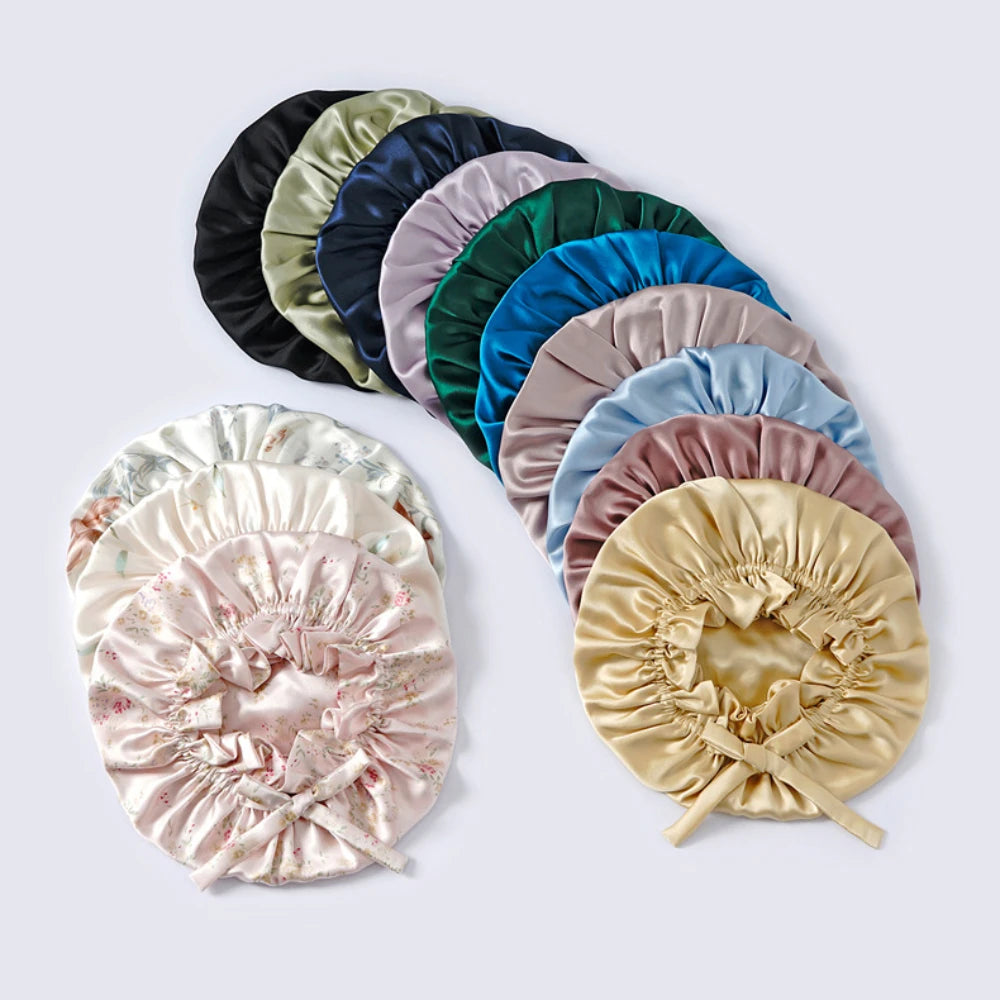 Double‑Layer 100% Mulberry Silk Turban Sleep Cap – Eco Silk Bonnet