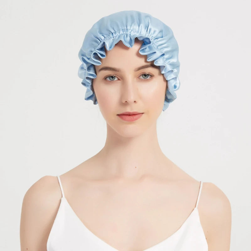 Double‑Layer 100% Mulberry Silk Turban Sleep Cap – Eco Silk Bonnet