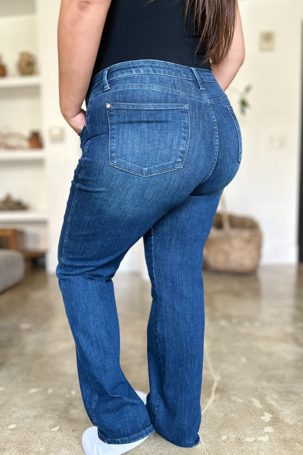 Judy Blue Full Size Tummy Control Straight Jeans Orchid Unique 