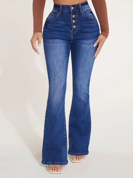 Button Fly Bootcut Jeans with Pockets Orchid Unique 