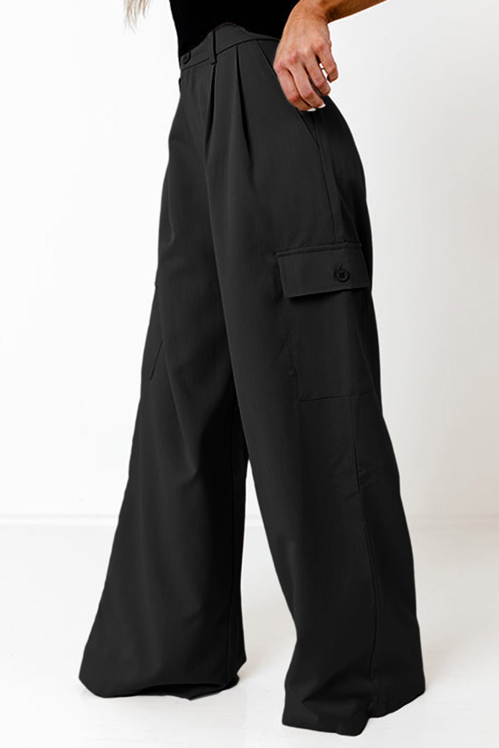 Ruched Wide Leg Pants with Pockets Orchid Unique 