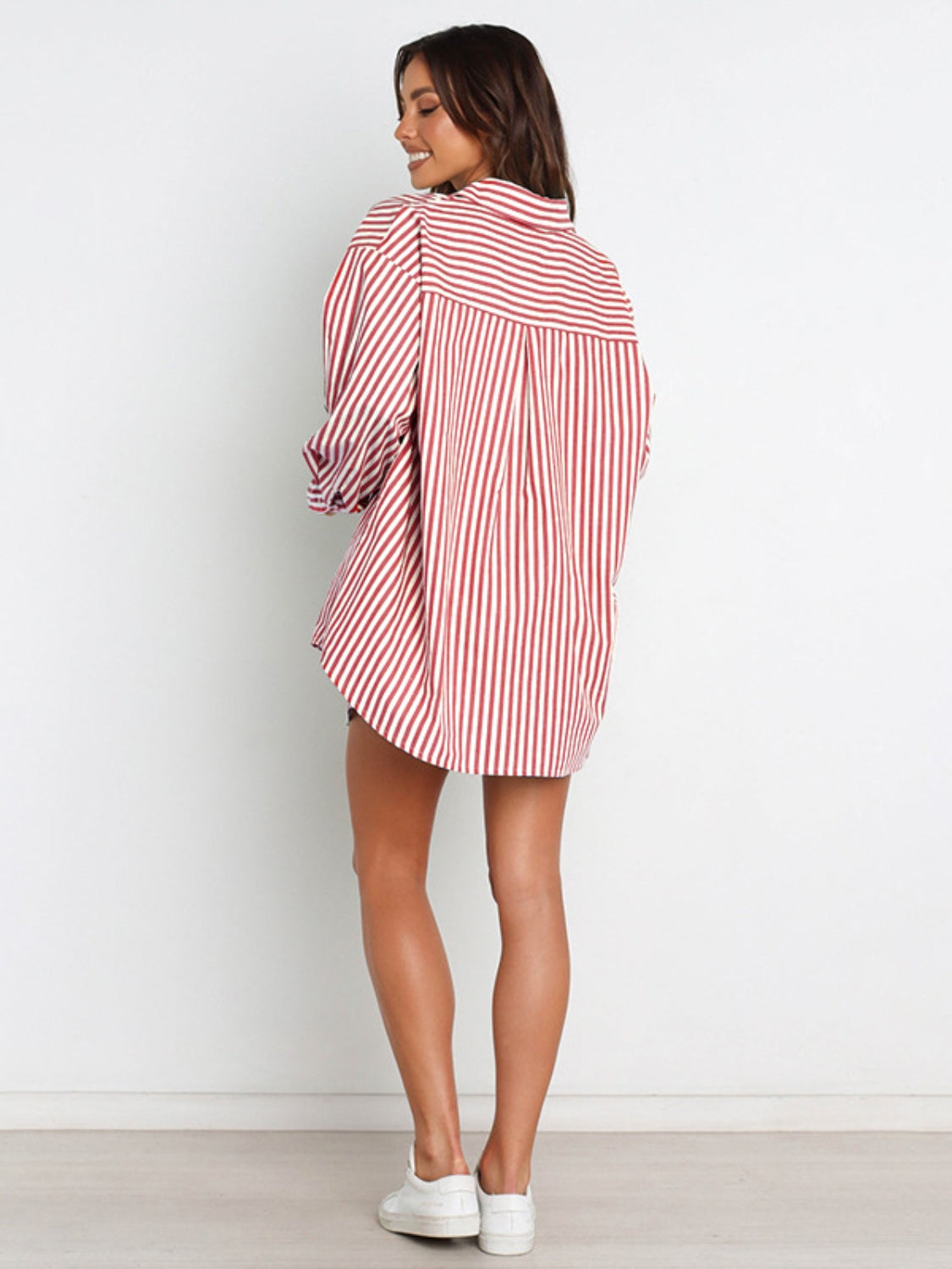 Striped Dropped Shoulder Shirt and Shorts Set Orchid Unique 