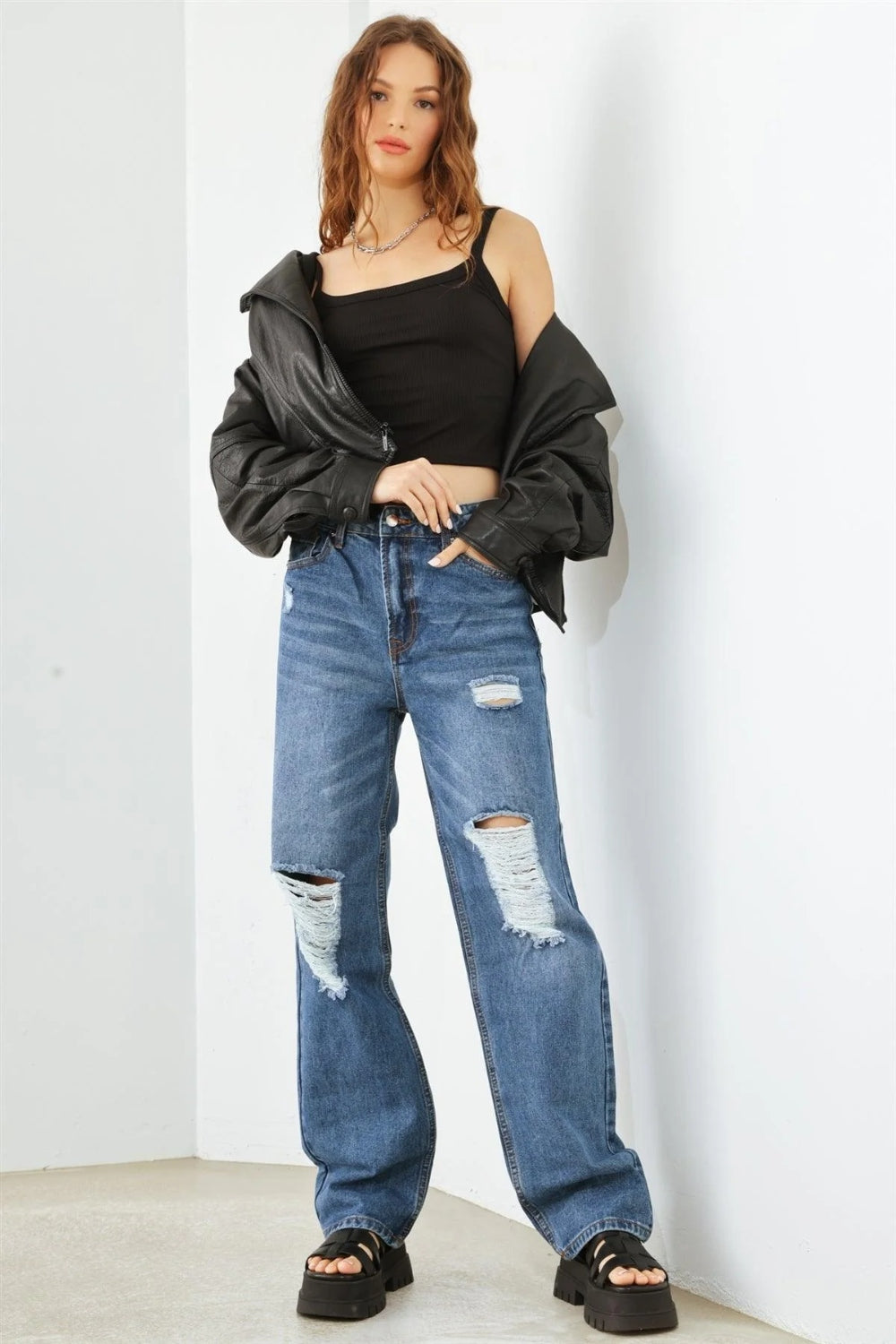 HAMMER COLLECTION Distressed High Waist Jeans Orchid Unique 