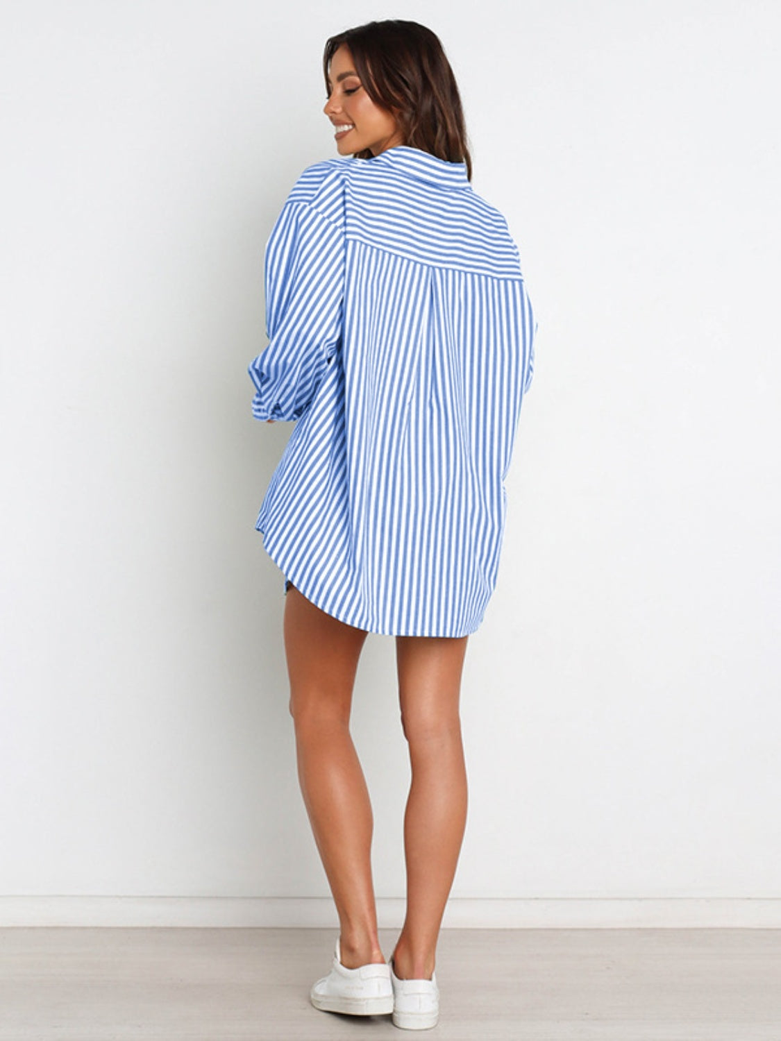 Striped Dropped Shoulder Shirt and Shorts Set Orchid Unique 