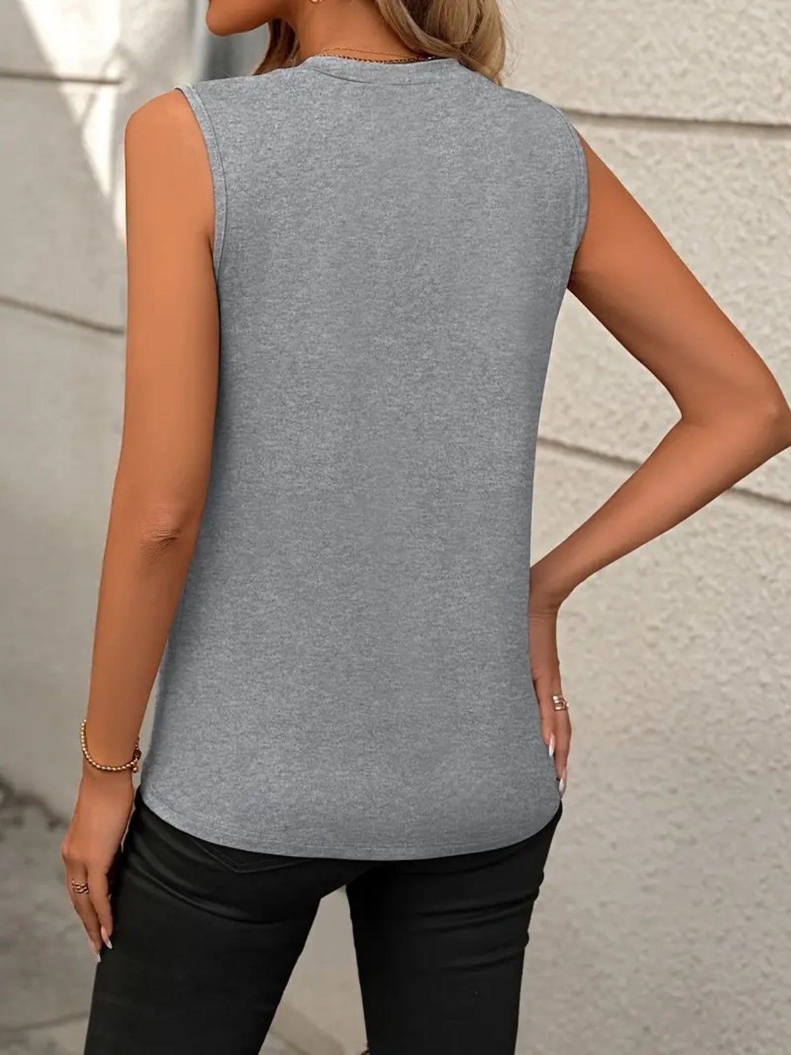 Round Neck Sleeveless Tank Orchid Unique 