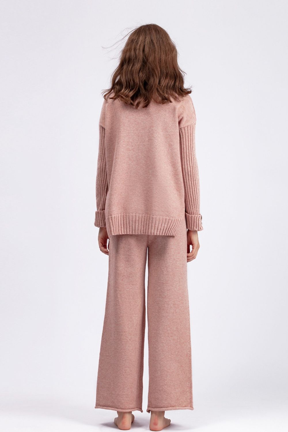 Basic Bae High- Low Turtleneck Long Sleeve Top and Pants Sweater Set Orchid Unique 