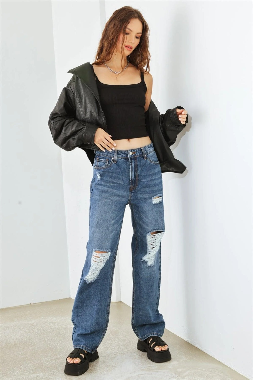 HAMMER COLLECTION Distressed High Waist Jeans Orchid Unique 