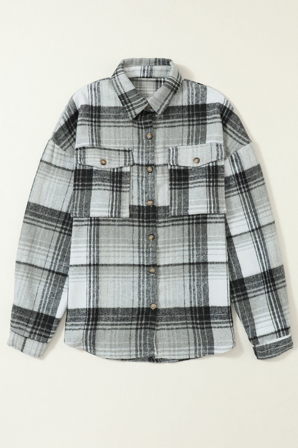 Double Take Plaid Dropped Shoulder Shacket Orchid Unique 