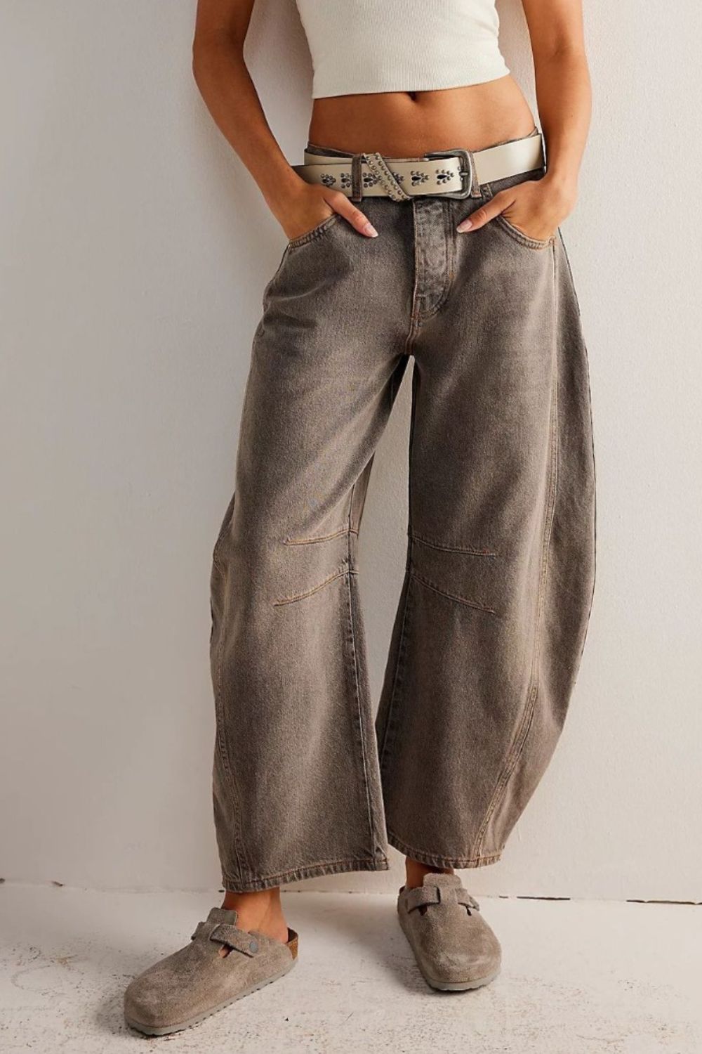 Wide Leg Jeans with Pockets Orchid Unique 