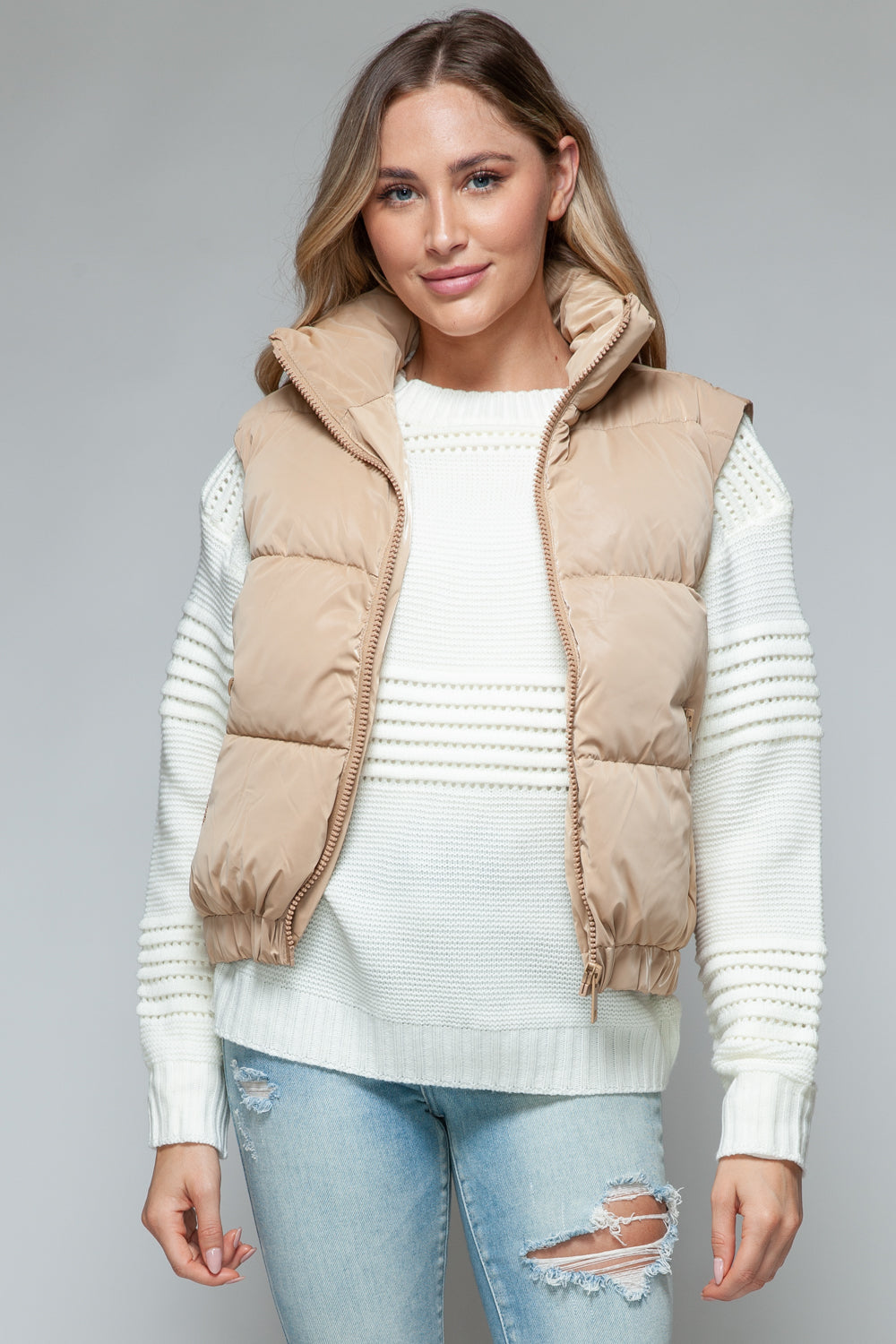 Snobbish Fine Fur Lining Quilted Vest Orchid Unique 