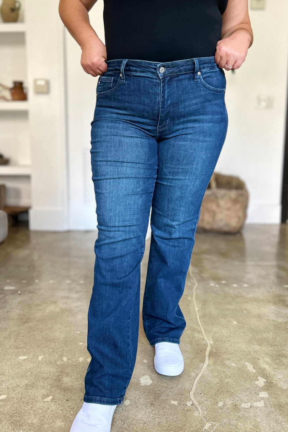 Judy Blue Full Size Tummy Control Straight Jeans Orchid Unique 