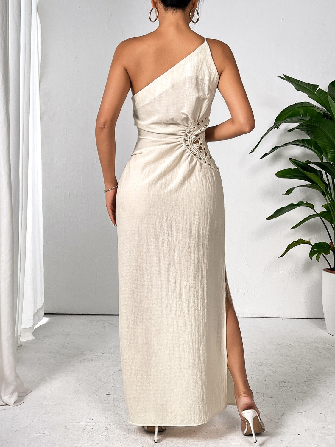 Slit One Shoulder Sleeveless Maxi Dress Orchid Unique 