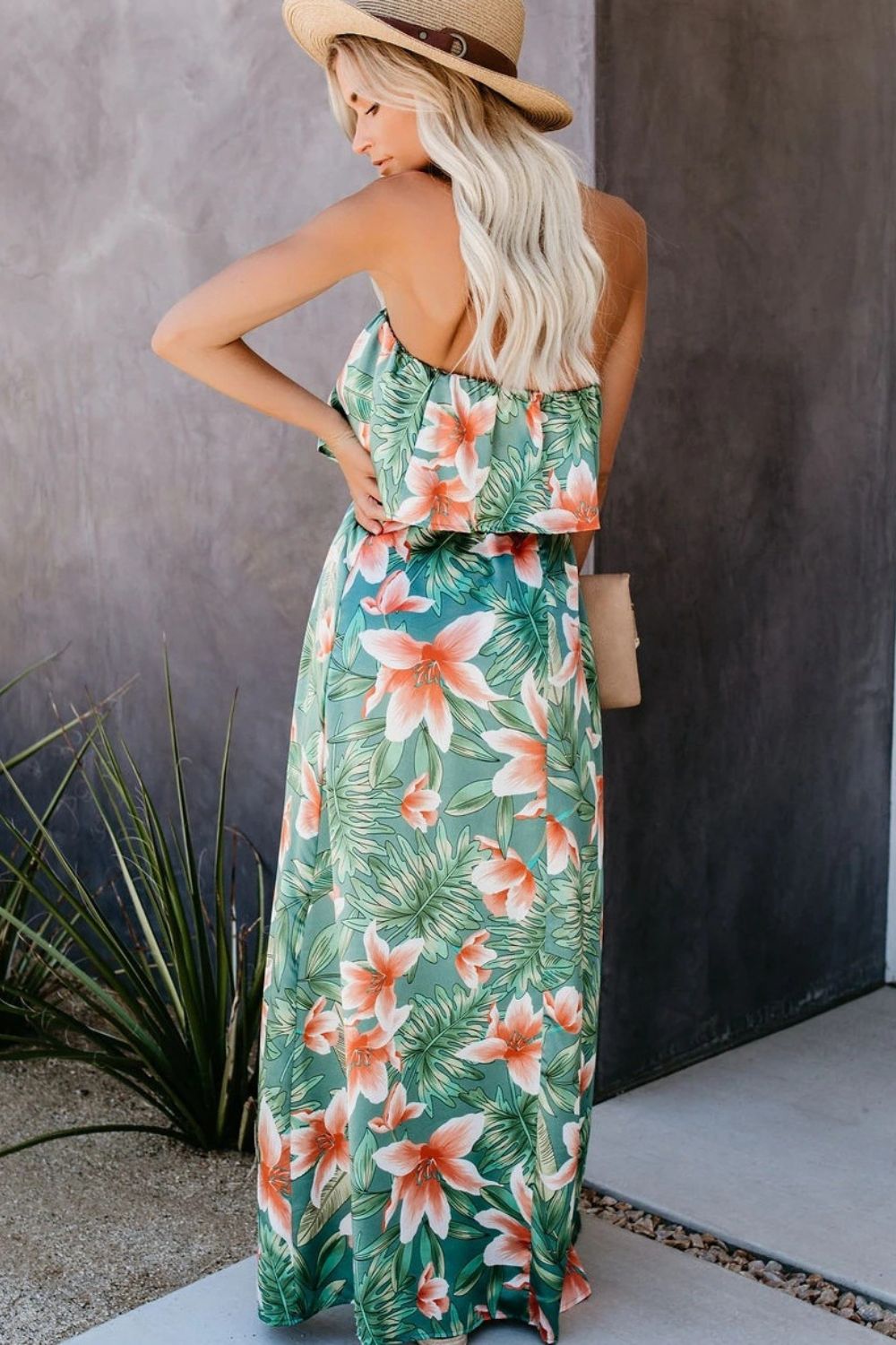 Slit Tropical Sleeveless Tube Dress Orchid Unique 