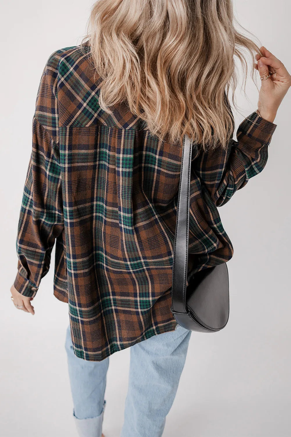 Plaid Button Up Long Sleeve Jacket Orchid Unique 