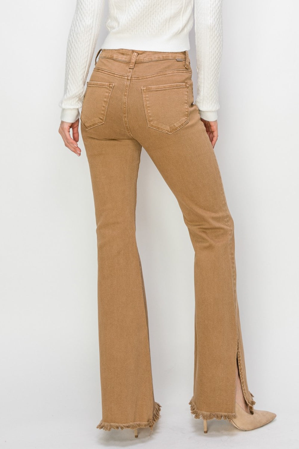 RISEN Bailey Full Size High Waist Side Slit Flare Jeans Orchid Unique 