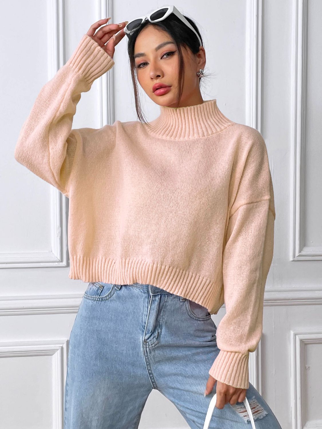 Turtleneck Long Sleeve Sweater Orchid Unique 