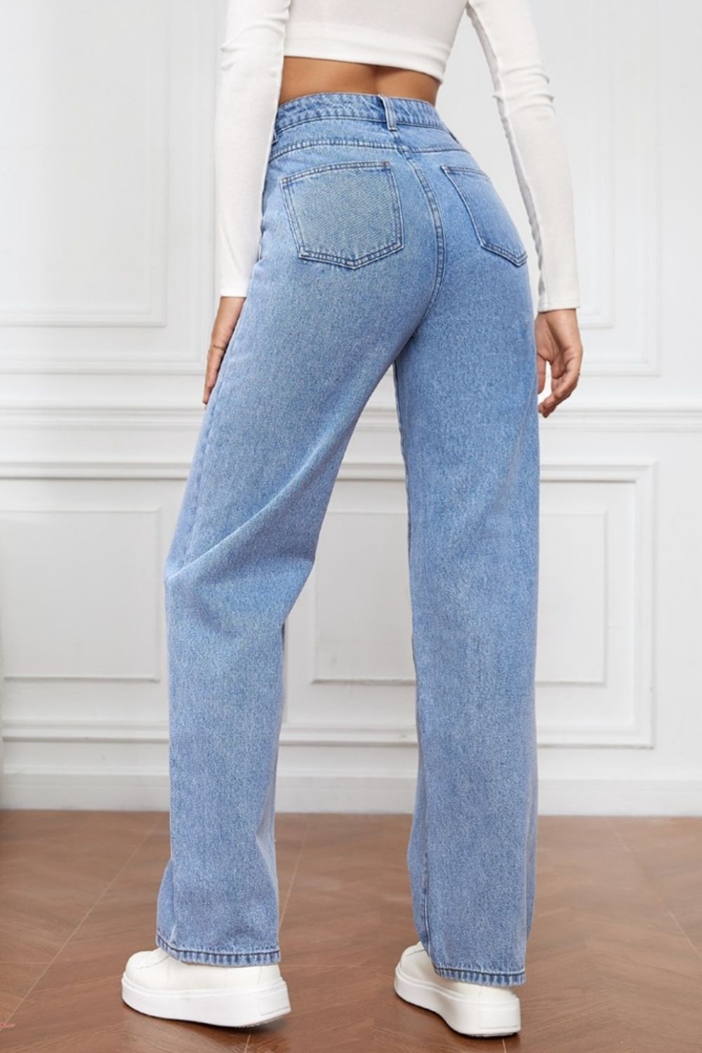 High Waist Straight Jeans Orchid Unique 