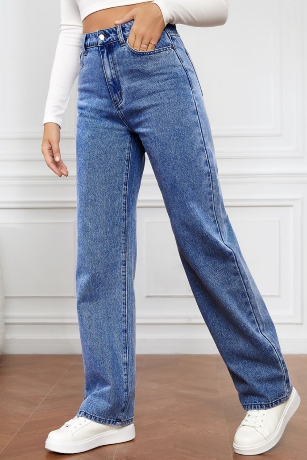 High Waist Straight Jeans Orchid Unique 