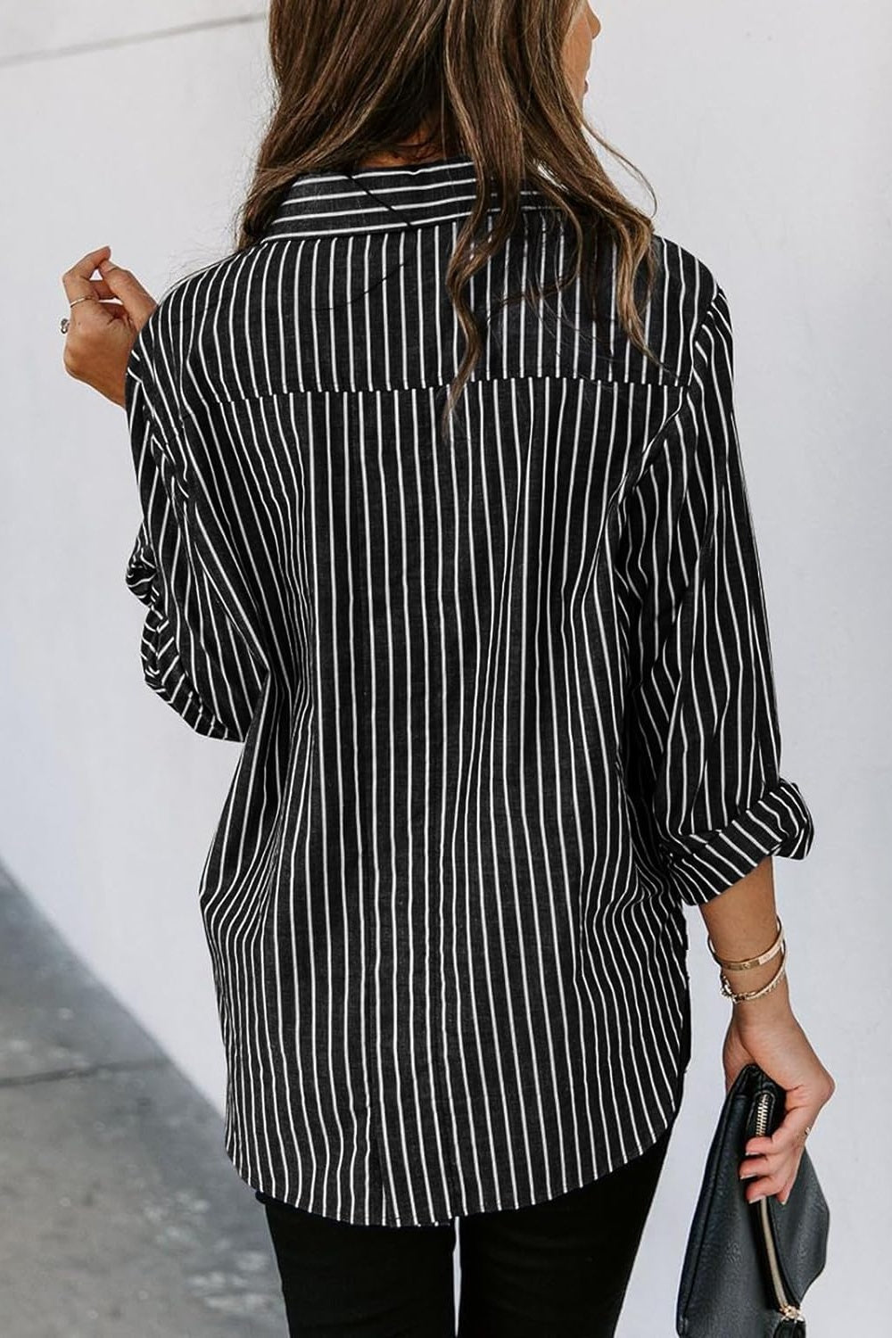 Striped Button Up Long Sleeve Shirt Orchid Unique 