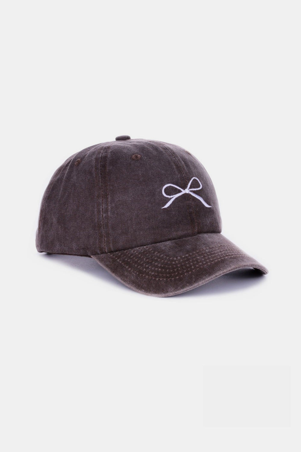 Zenana Bow Embroidered Washed Cotton Caps Orchid Unique 