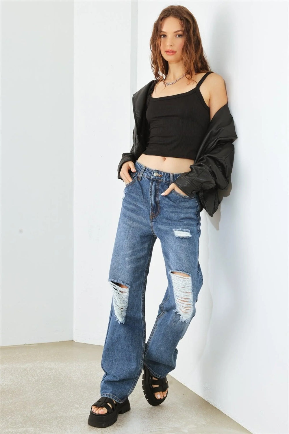 HAMMER COLLECTION Distressed High Waist Jeans Orchid Unique 