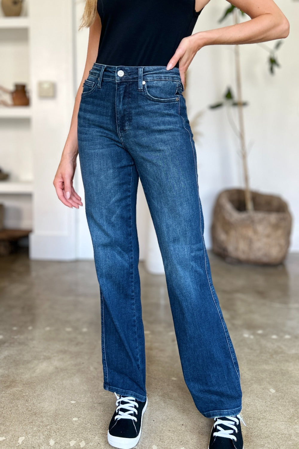 Judy Blue Full Size Tummy Control Straight Jeans Orchid Unique 