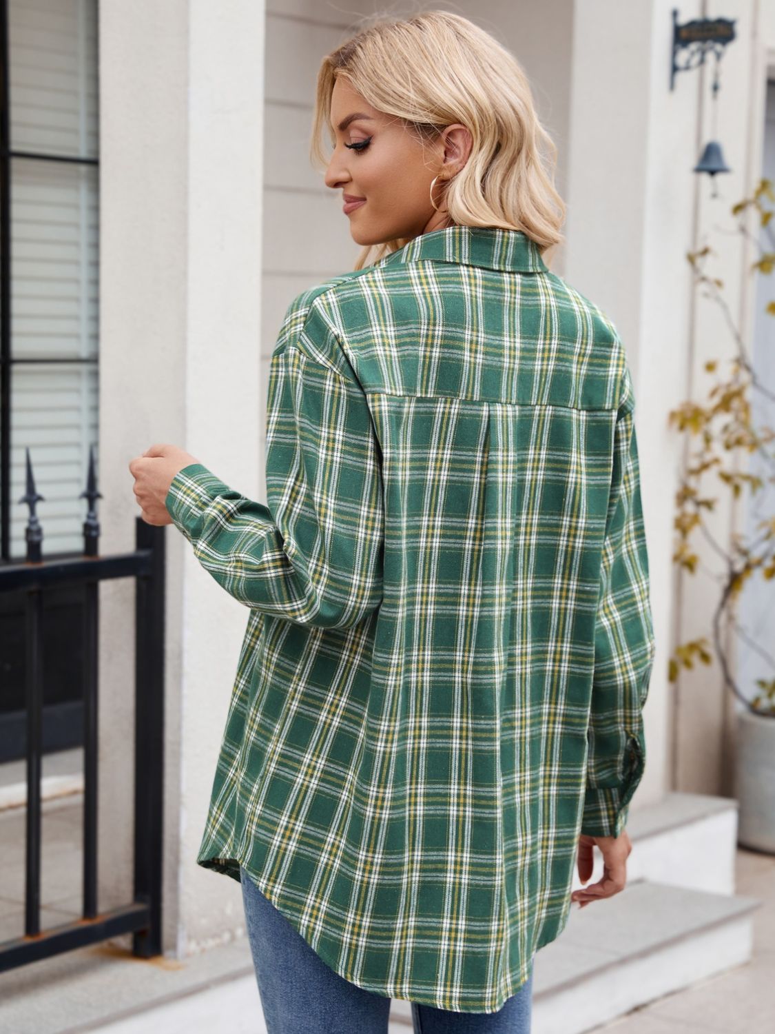 Plaid Button Up Long Sleeve Shirt Orchid Unique 