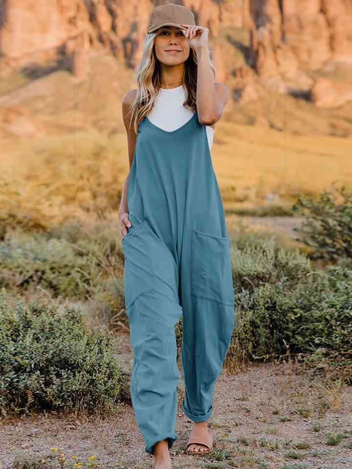 Double Take  V-Neck Sleeveless Jumpsuit with Pocket Orchid Unique 