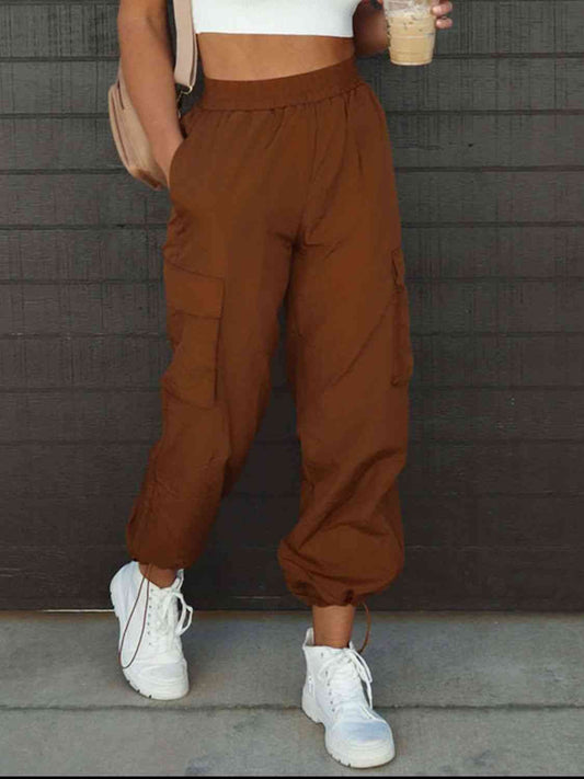 High Waist Drawstring Pants with Pockets Orchid Unique 