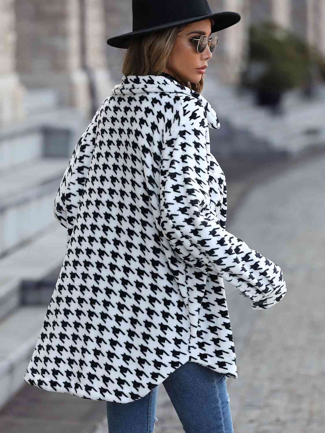 Houndstooth Button Down Jacket Orchid Unique 