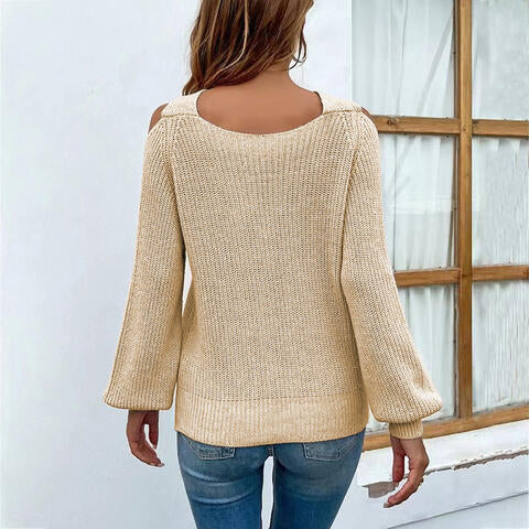 Crisscross Cold-Shoulder Sweater Orchid Unique 