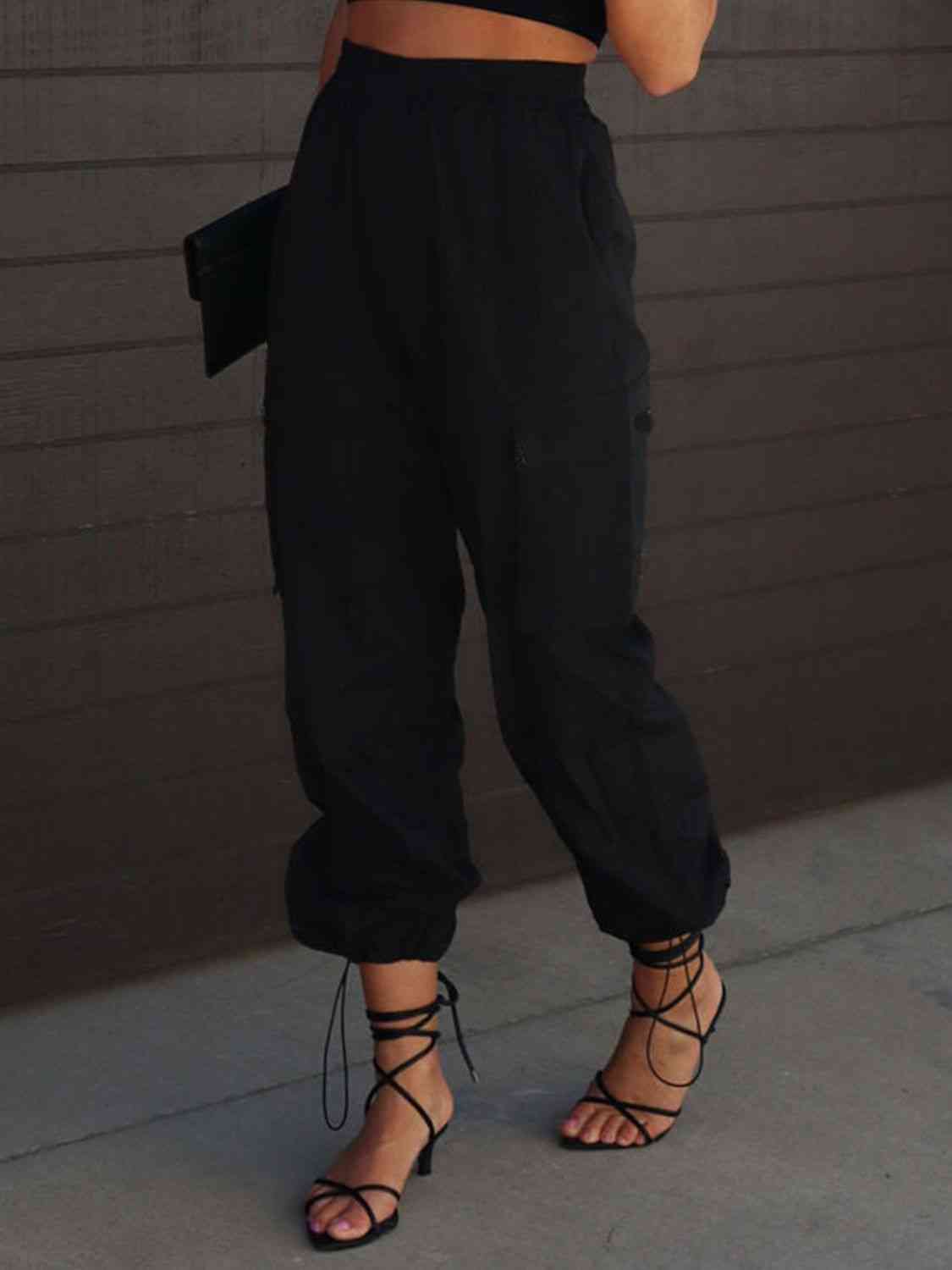 High Waist Drawstring Pants with Pockets Orchid Unique 