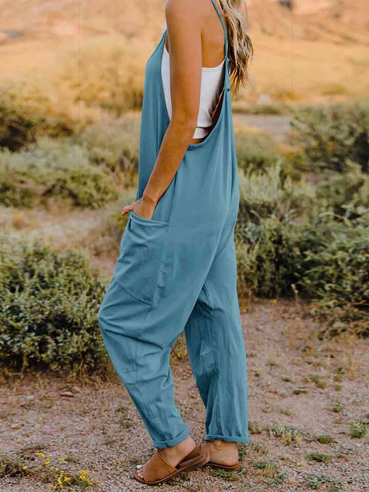 Double Take  V-Neck Sleeveless Jumpsuit with Pocket Orchid Unique 