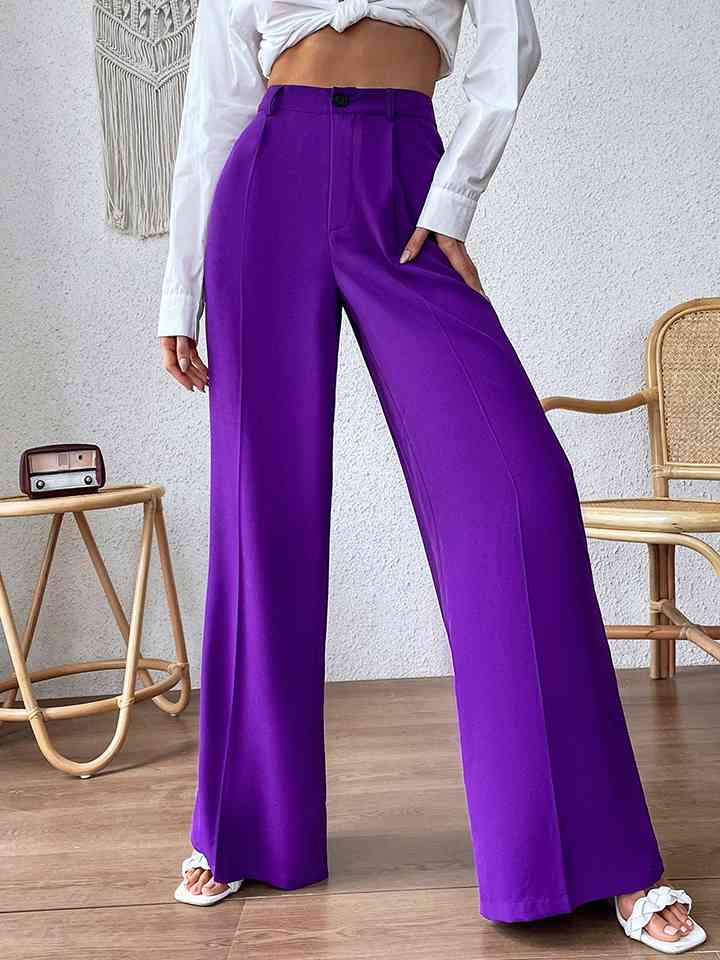 High Waist Wide Leg Pants Orchid Unique 