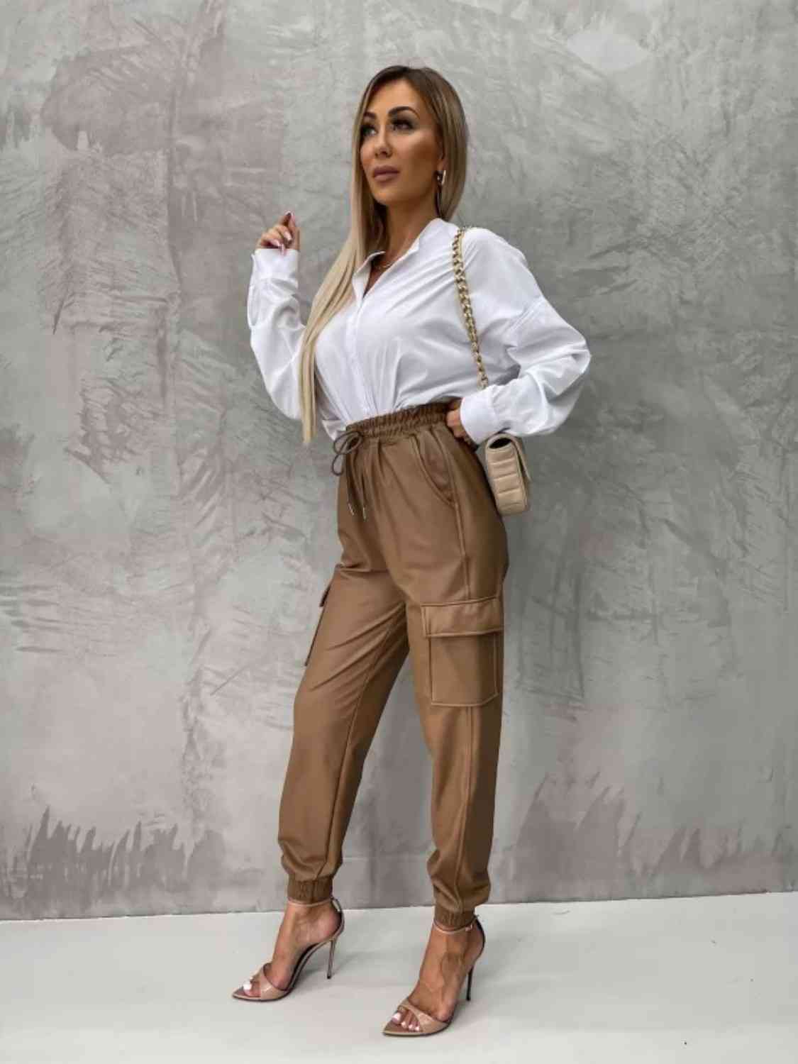 Tied High Waist Pants with Pockets Orchid Unique 