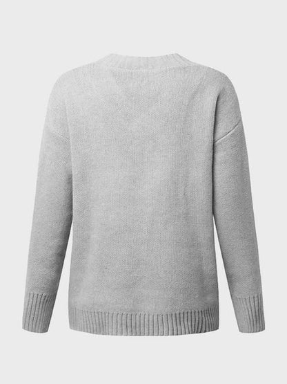 V-Neck Long Sleeve Knit Top