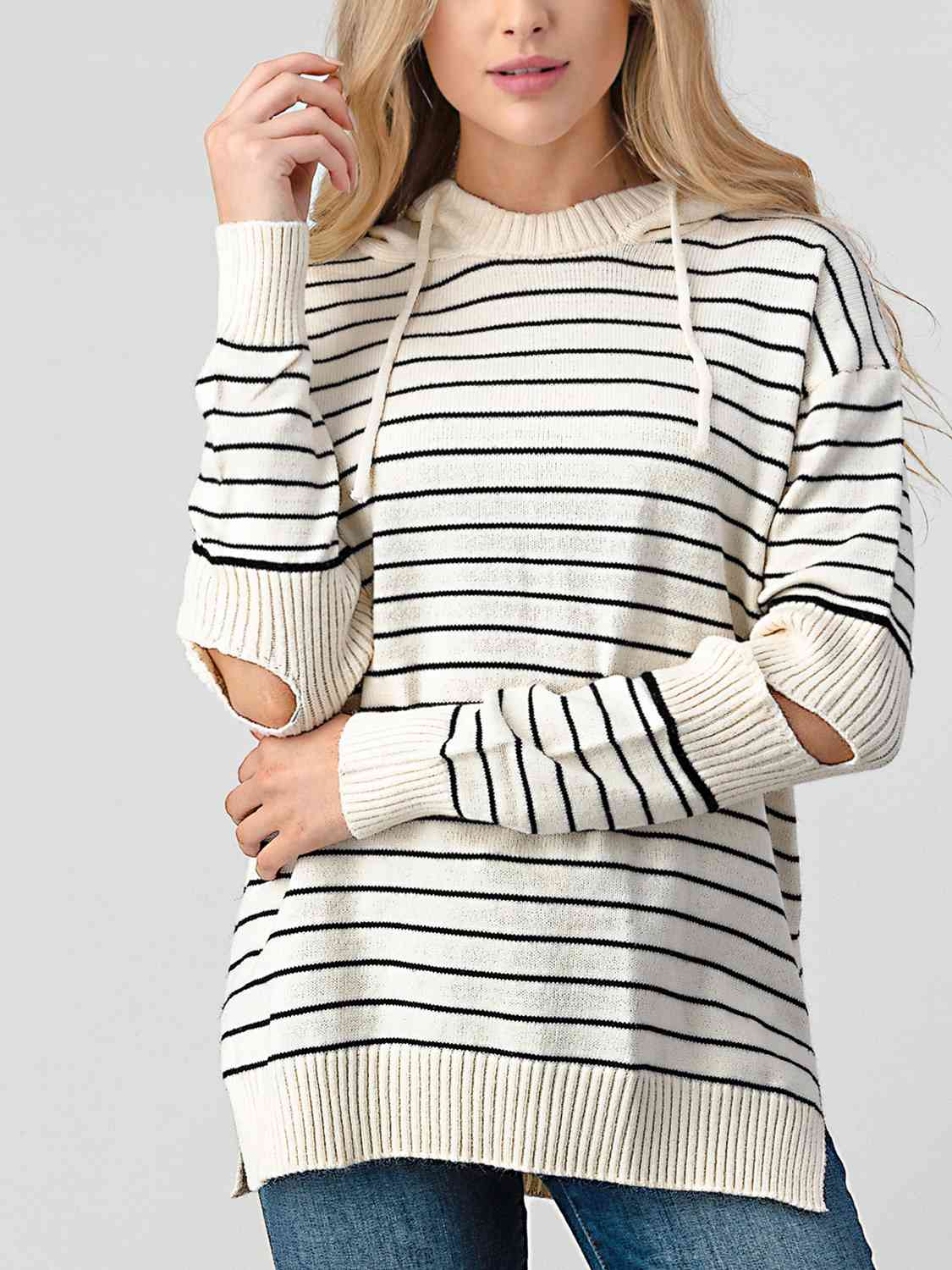 Striped Cutout Slit Sweater Orchid Unique 