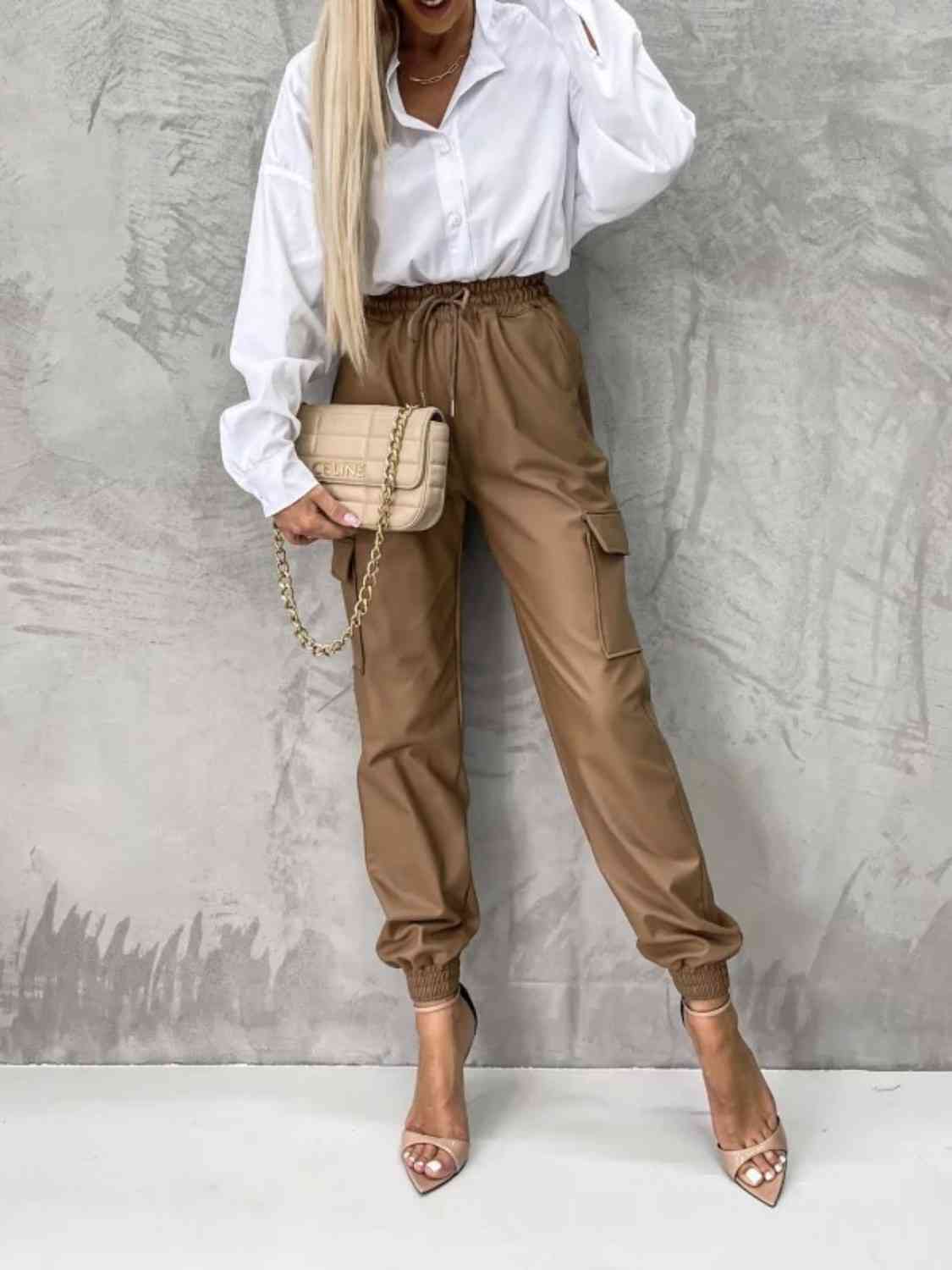 Tied High Waist Pants with Pockets Orchid Unique 