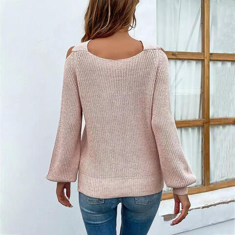 Crisscross Cold-Shoulder Sweater Orchid Unique 