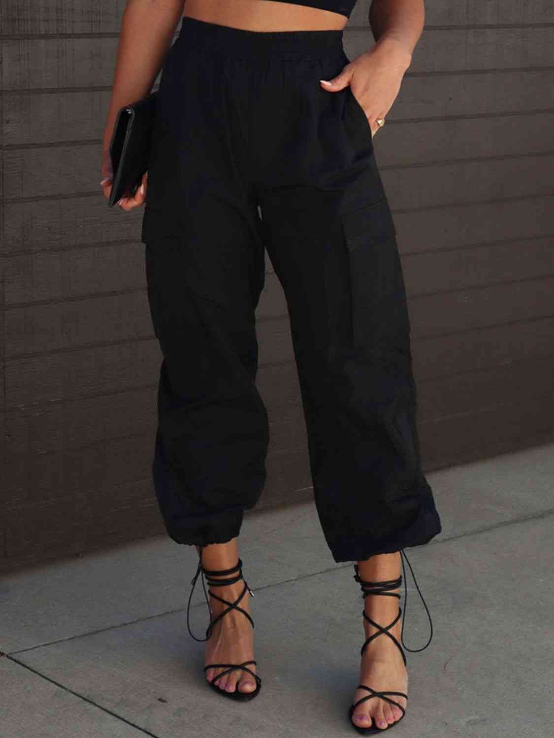 High Waist Drawstring Pants with Pockets Orchid Unique 