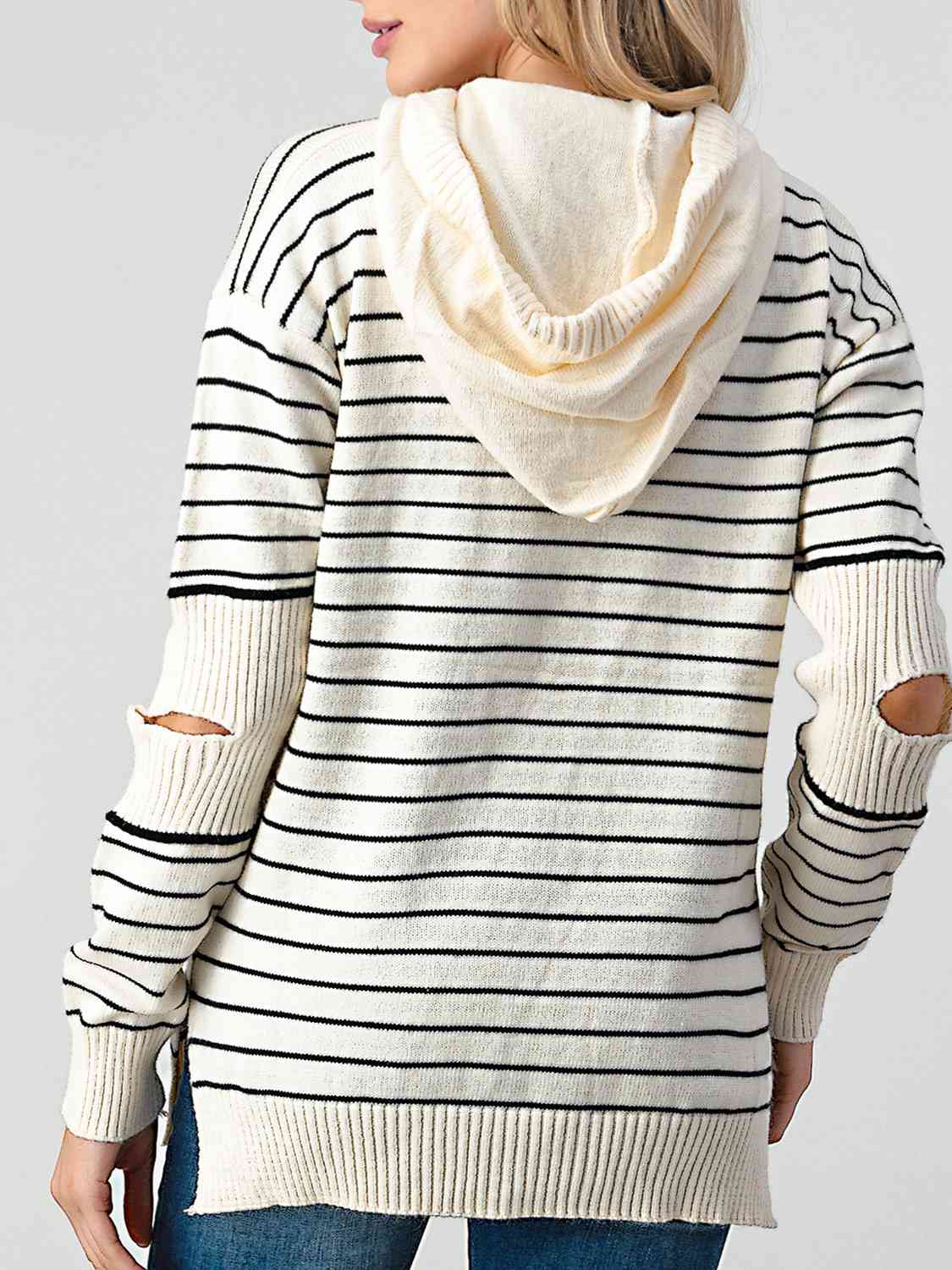 Striped Cutout Slit Sweater Orchid Unique 