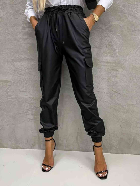 Tied High Waist Pants with Pockets Orchid Unique 