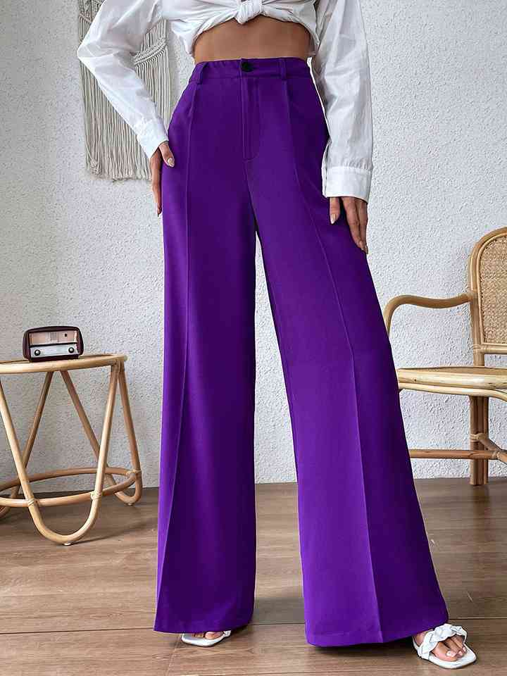 High Waist Wide Leg Pants Orchid Unique 