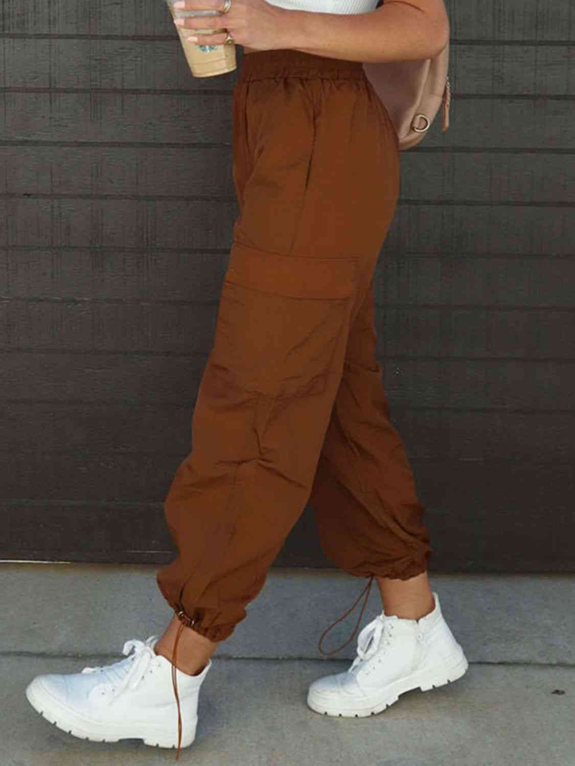 High Waist Drawstring Pants with Pockets Orchid Unique 