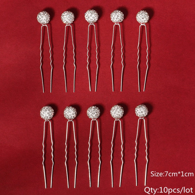 Efily Bridal Wedding Hair Accessories Rhinestone Hair Pins Forks for Women Pearl Hairpins Bride Headpiece Party Jewelry Gift - Orchid Unique  Orchid Unique 