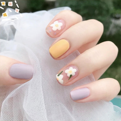 Decorated Frosted Matte Wearable Fake Nails - Orchid Unique 