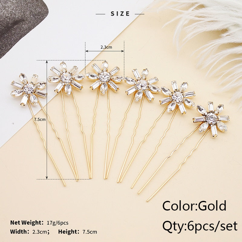 Efily Bridal Wedding Hair Accessories Rhinestone Hair Pins Forks for Women Pearl Hairpins Bride Headpiece Party Jewelry Gift - Orchid Unique  Orchid Unique 