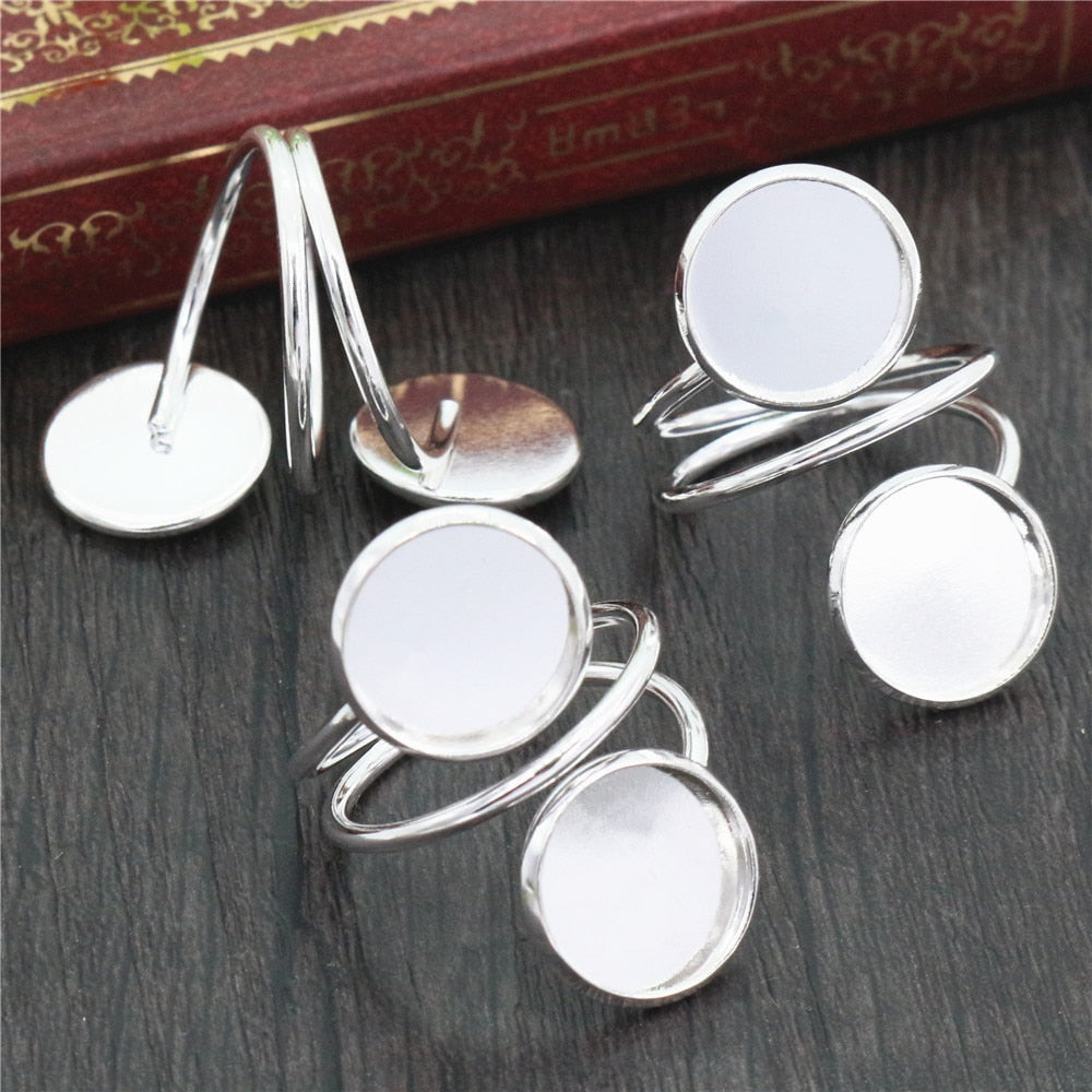 5pcs Silver Plated Ring Bezels - Orchid Unique 