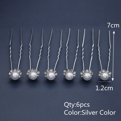 Efily Bridal Wedding Hair Accessories Rhinestone Hair Pins Forks for Women Pearl Hairpins Bride Headpiece Party Jewelry Gift - Orchid Unique 