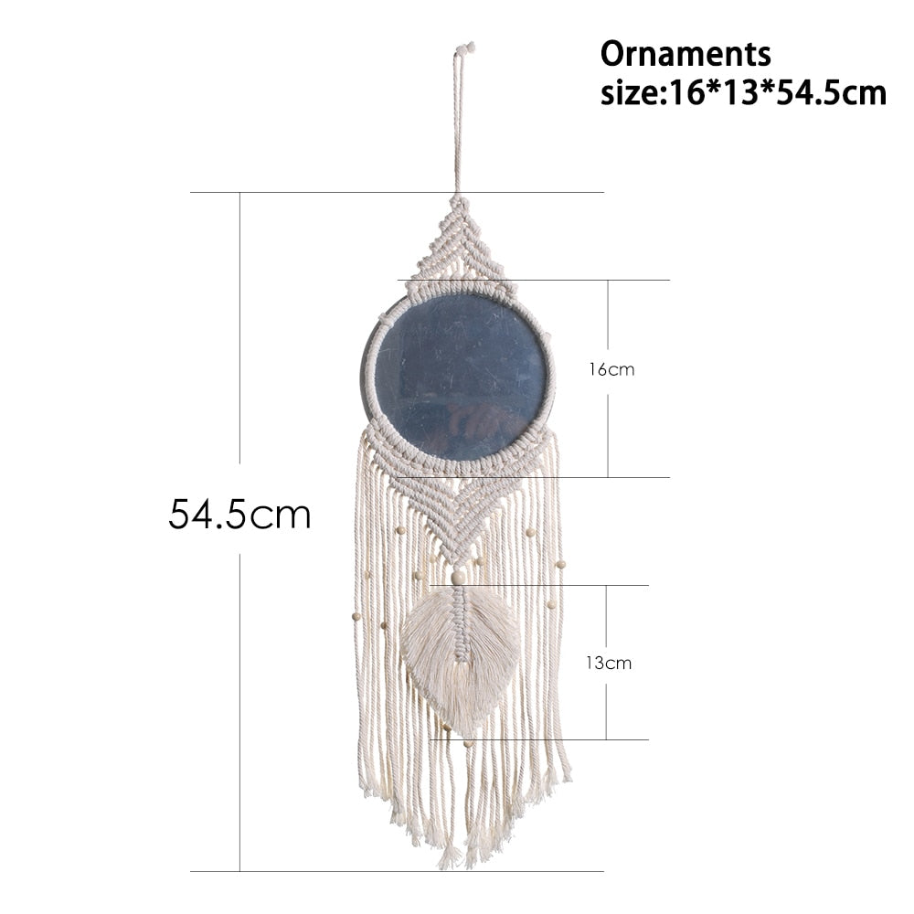 Boho-Macrame Mirror Wall - Orchid Unique  SPECIFICATIONS Shape: Round Material: Glass Default Title Boho-Macrame Mirror Wall SPECIFICATIONS Shape: Round Material: Glass (Store description)  1  47687769 USD (Store description) 14:201450482#Mirror M0814 Default Title Orchid  Decor Orchid Unique 